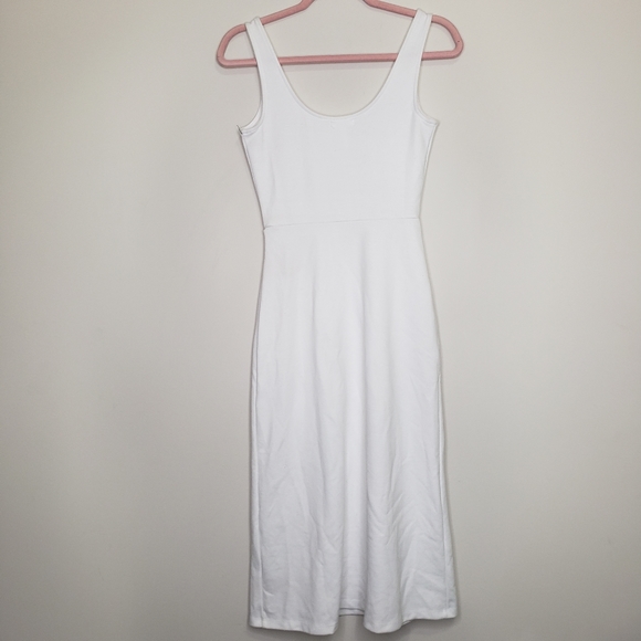 Leith scoop neck midi dress side slit XS white - Picture 5 of 6